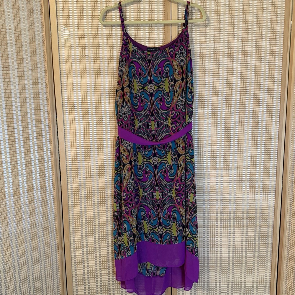 Lane Bryant Womens 18/20 Geometric‎ Dress Maxi High Low Hem Belt Lagenlook Boho